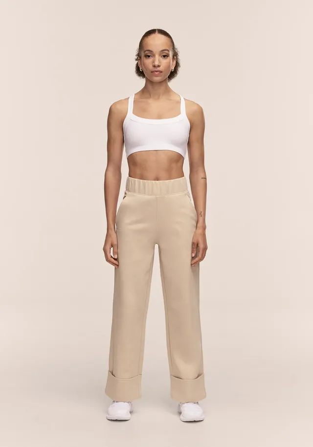 Casall Aria Turn Up Straight jogger Ecru cotone bio
